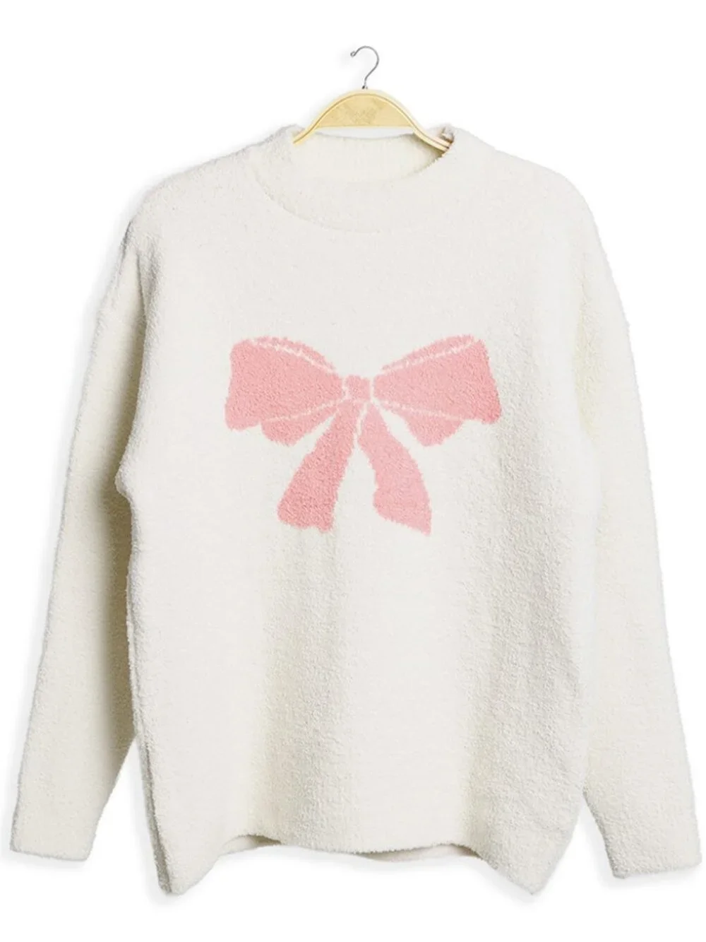 Ribbon Pointed Crew Neck Sweater